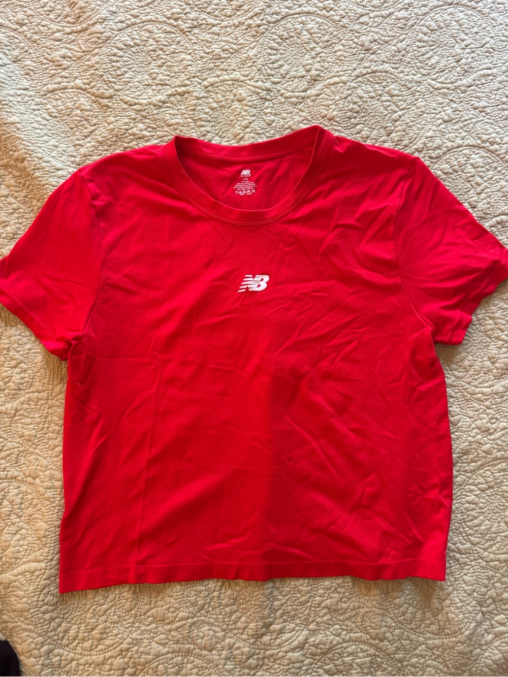 New Balance Red Short Sleeve Workout Top